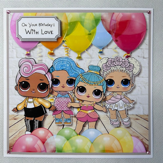 Doll Themed Birthday Card - Handmade