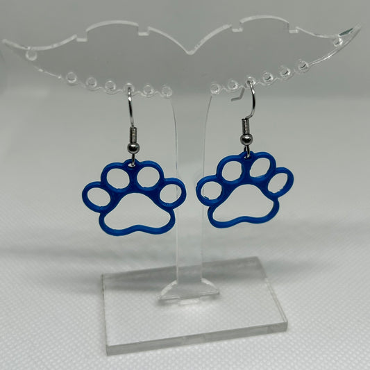 3D Printed 'Paw' Drop Earrings (Blue)