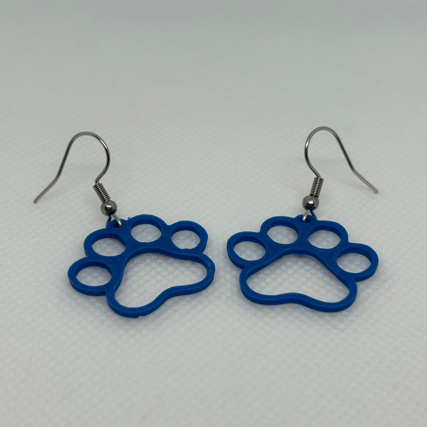 3D Printed 'Paw' Drop Earrings (Blue)